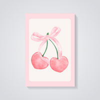 Pink Cherries Bow Poster — vista posteriore