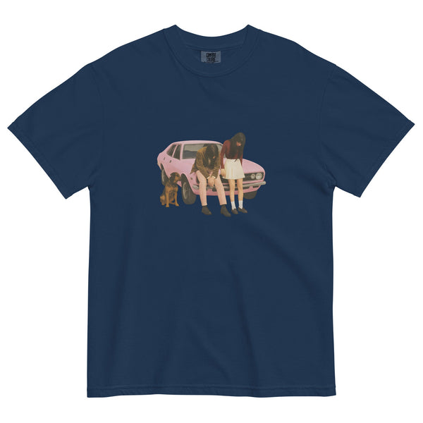 Pink Classic Car Graphic Heavyweight T-Shirt