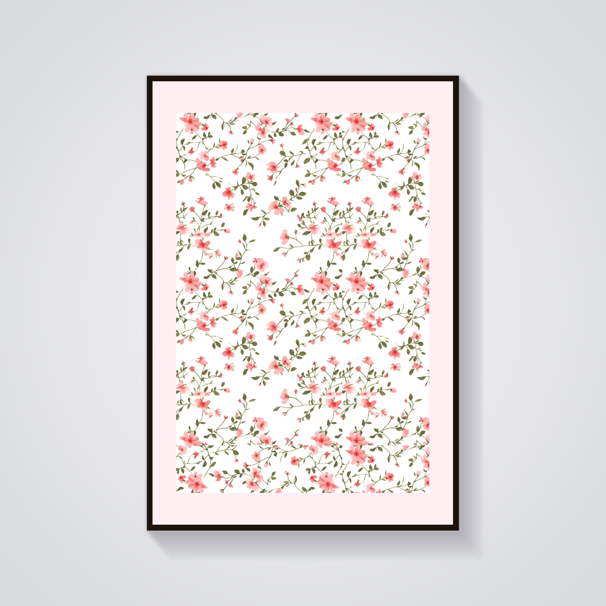 Pink Floral Aesthetic Poster — vista frontale