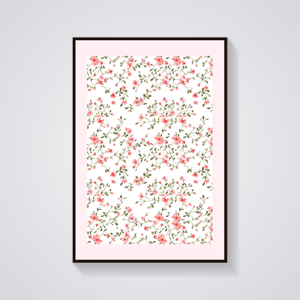 Pink Floral Aesthetic Poster — vista frontale