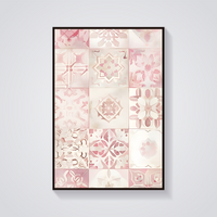 Pink Floral Tile Pattern Poster — vista frontale