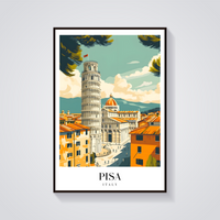 Pisa Leaning Tower Vintage Poster — vista frontale