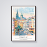 Prague Cityscape Travel Poster