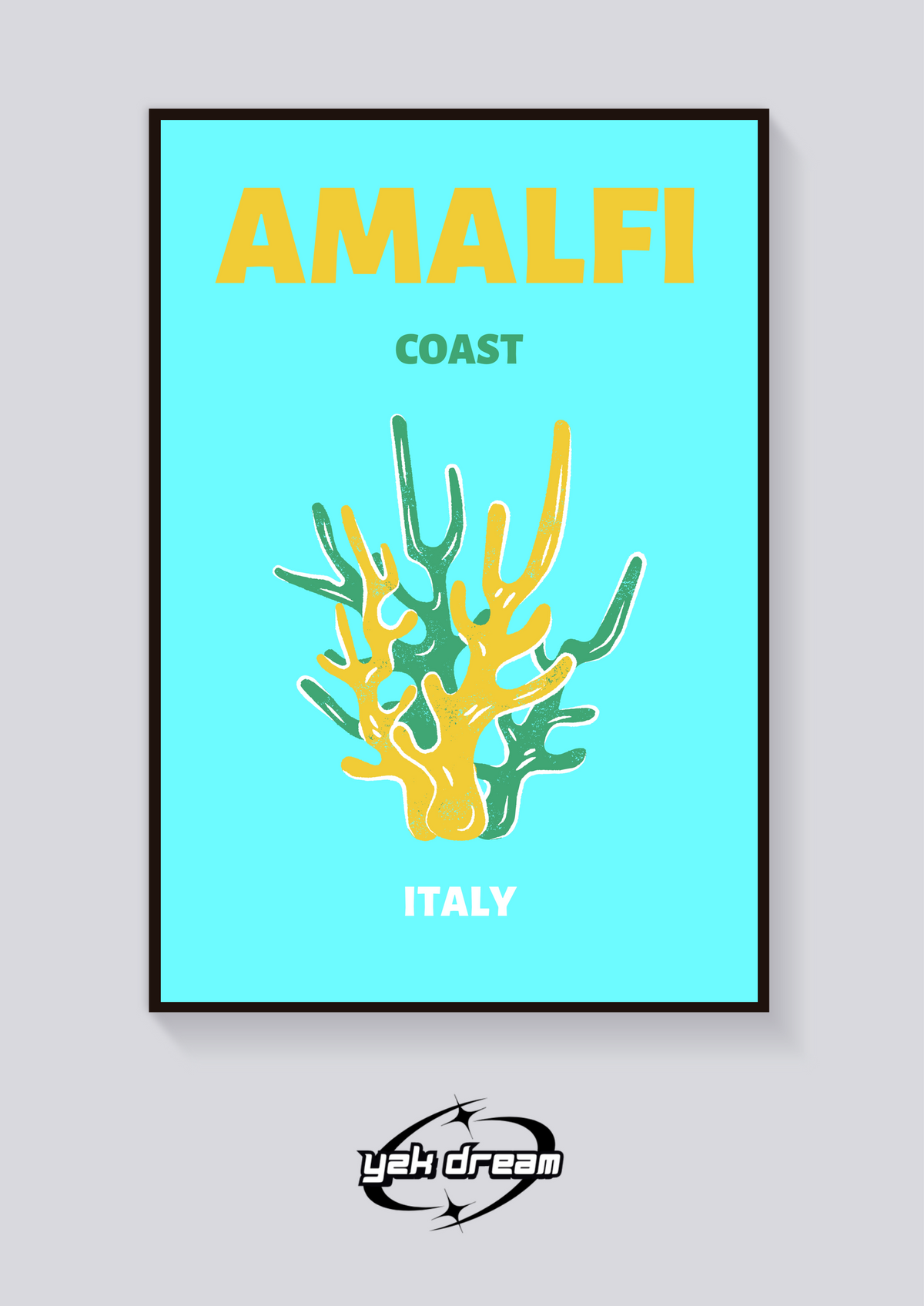 Preppy Amalfi Coast Coral Poster — vista posteriore