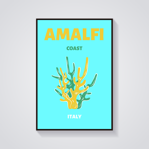 Preppy Amalfi Coast Coral Poster — vista frontale
