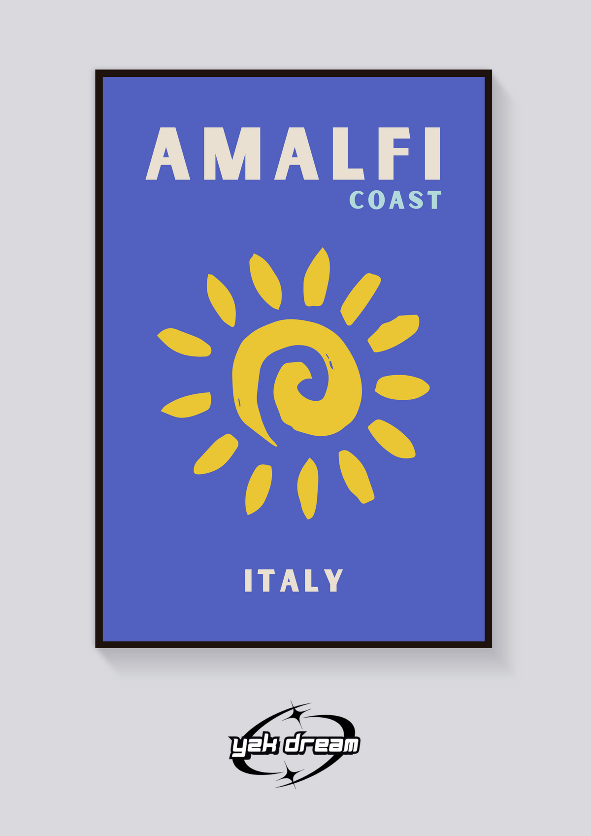 Preppy Amalfi Coast Sun Poster — vista posteriore