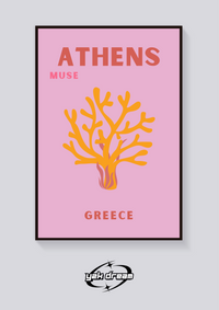 Preppy Athens Abstract Plant Poster — vista posteriore