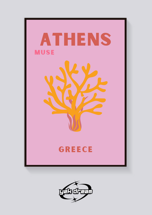 Preppy Athens Abstract Plant Poster