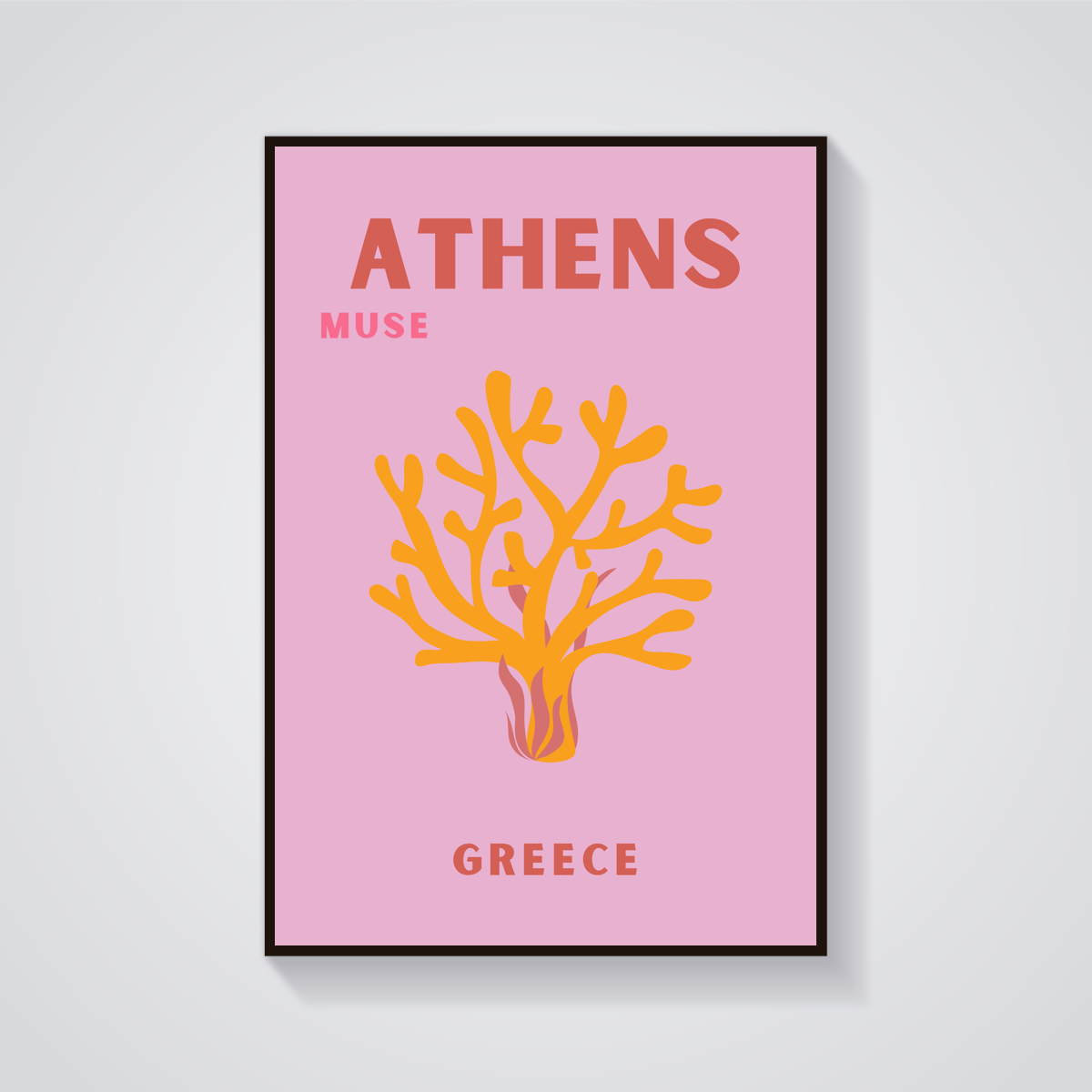 Preppy Athens Abstract Plant Poster — vista frontale