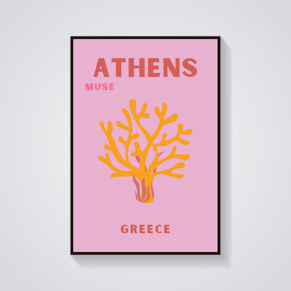 Preppy Athens Abstract Plant Poster — vista frontale