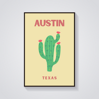 Preppy Austin Cactus Texas Poster — vista frontale