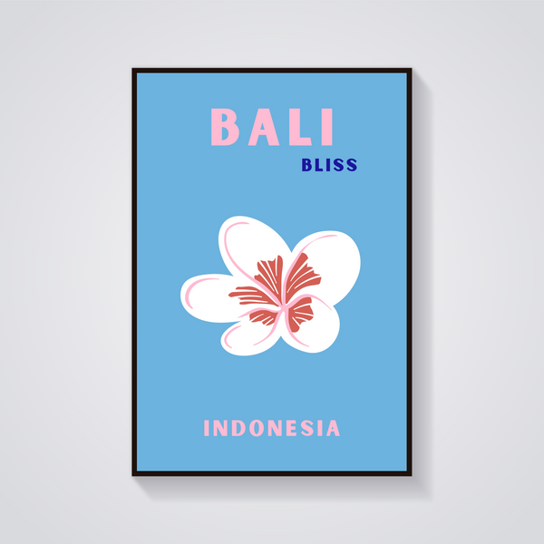 Preppy Bali Blossom Travel Poster — vista frontale