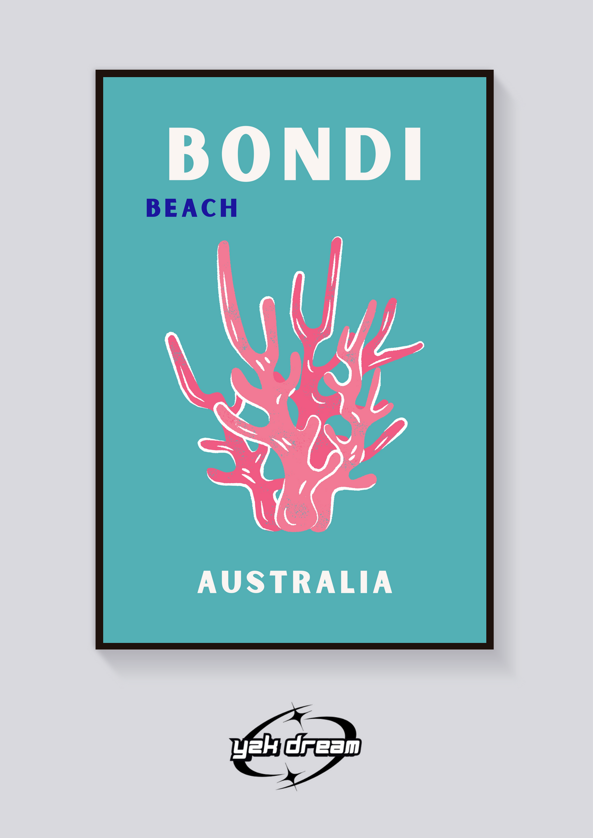 Preppy Bondi Beach Coral Poster — vista posteriore