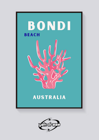 Preppy Bondi Beach Coral Poster — vista posteriore