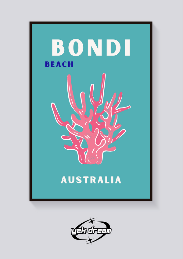 Preppy Bondi Beach Coral Poster