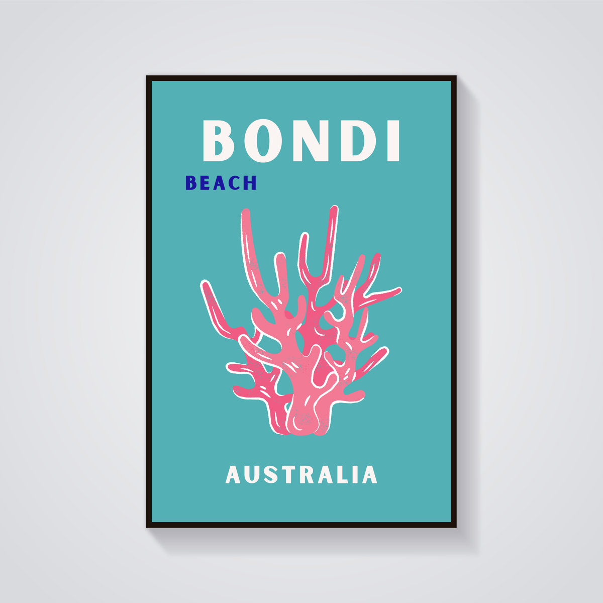 Preppy Bondi Beach Coral Poster — vista frontale
