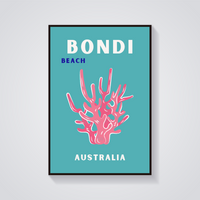 Preppy Bondi Beach Coral Poster — vista frontale