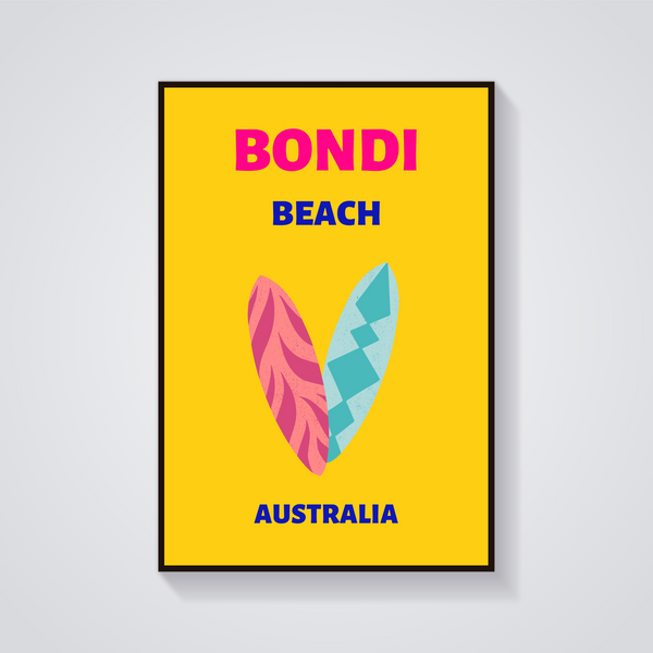 Preppy Bondi Beach Surfboards Poster — vista frontale