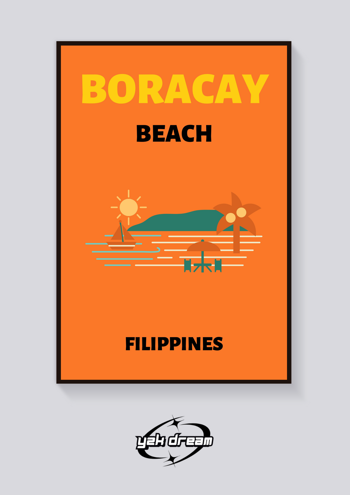 Preppy Boracay Philippines Beach Poster — vista posteriore