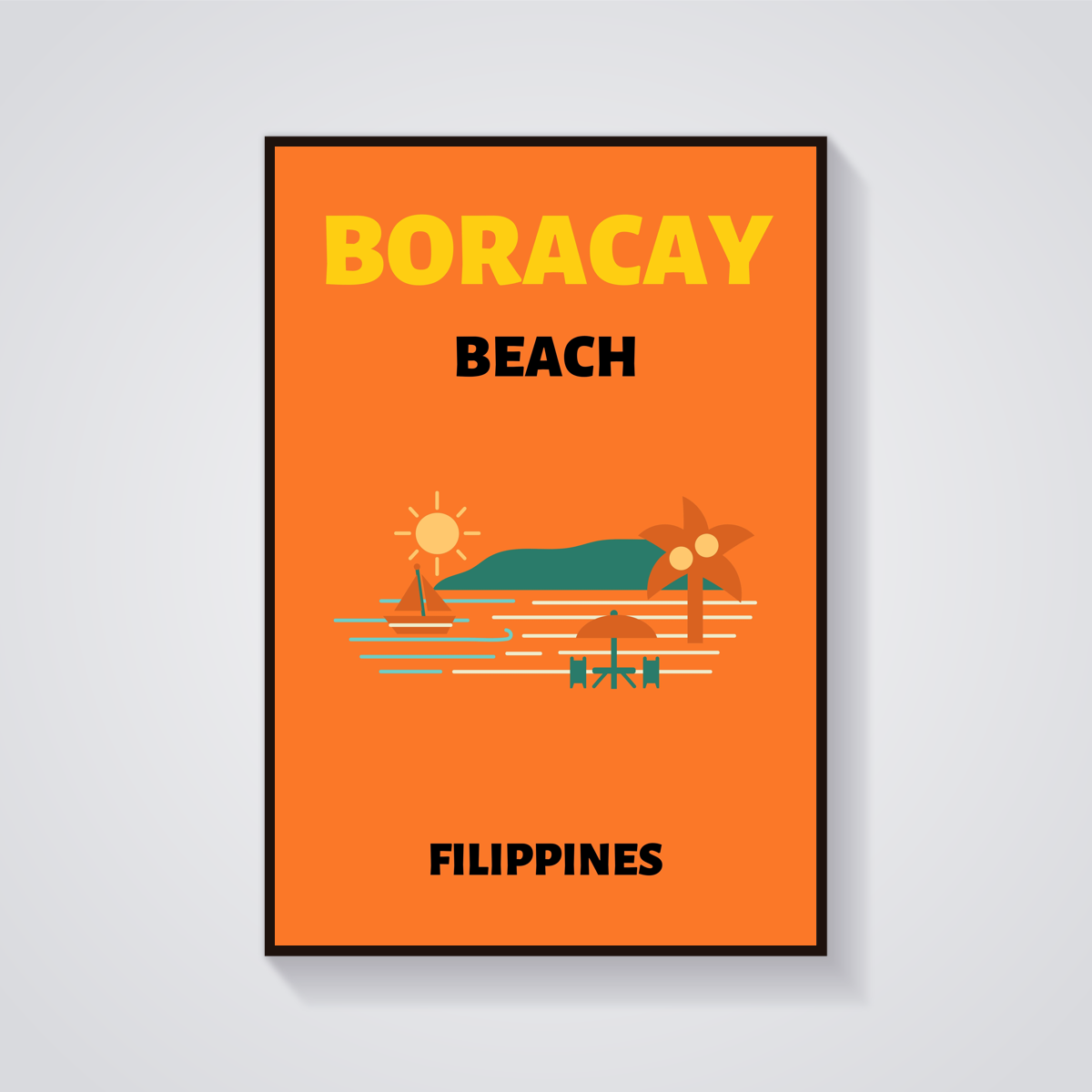 Preppy Boracay Philippines Beach Poster — vista frontale