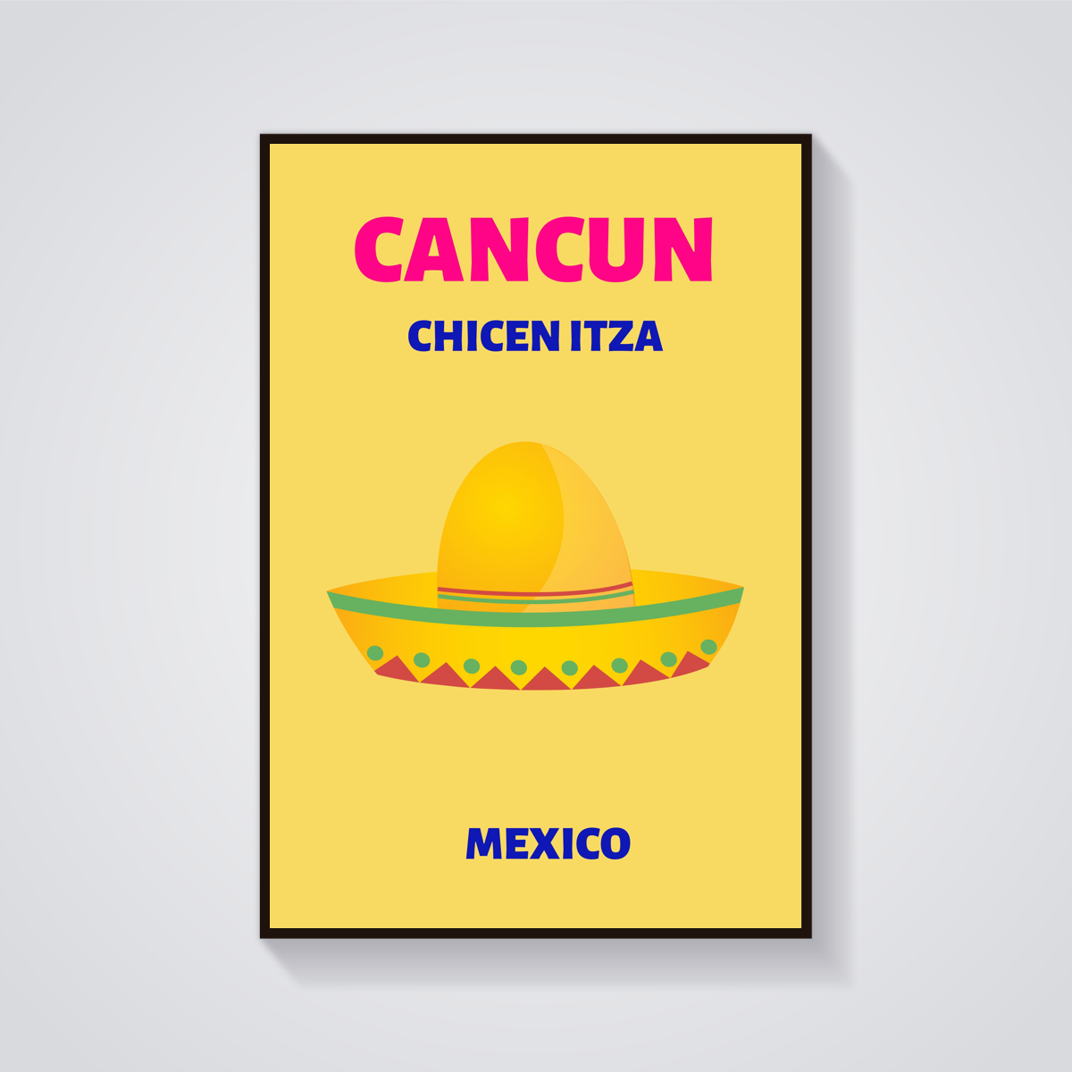 Preppy Cancun Chichen Itza Sombrero Poster — vista frontale