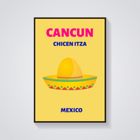 Preppy Cancun Chichen Itza Sombrero Poster — vista frontale