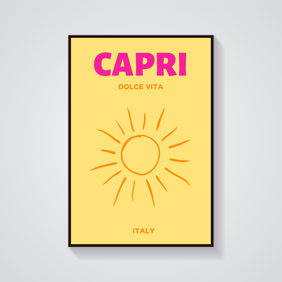 Preppy Capri Italy Sun Poster — vista frontale