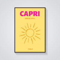 Preppy Capri Italy Sun Poster — vista frontale