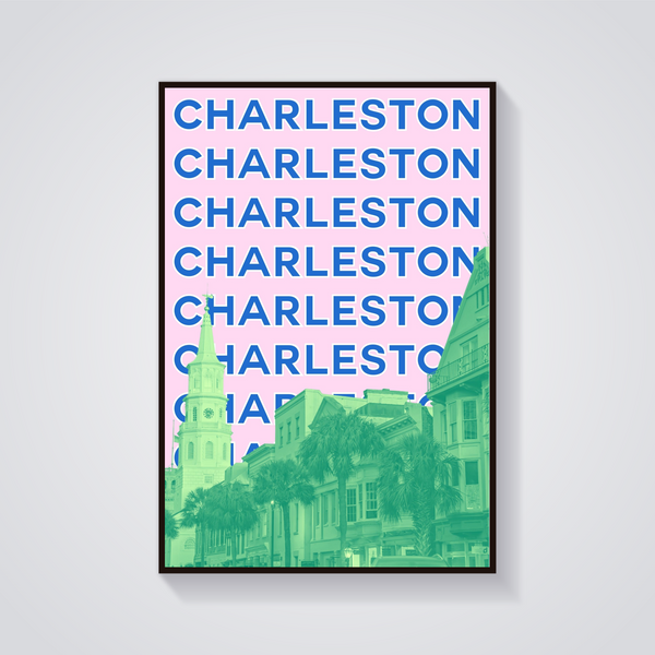 Preppy Charleston Cityscape Poster — vista frontale