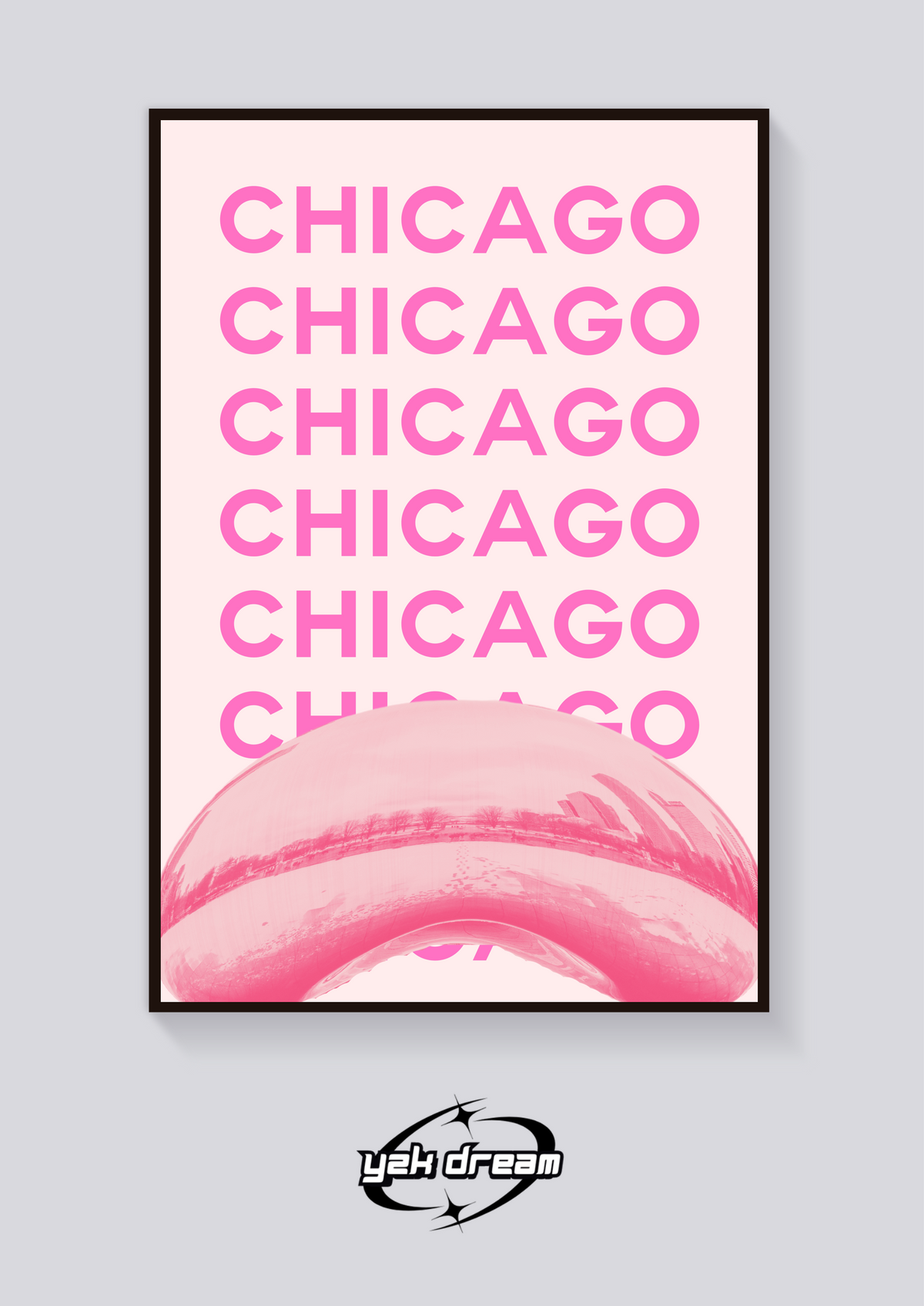 Preppy Chicago Bean Pink Poster — vista posteriore