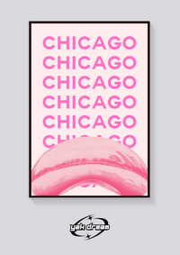 Preppy Chicago Bean Pink Poster — vista posteriore
