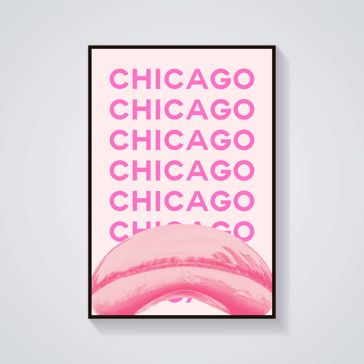 Preppy Chicago Bean Pink Poster — vista frontale