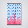 Preppy Chicago Skyline Typographic Poster