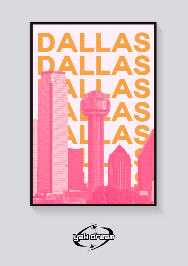 Preppy Dallas Skyline Aesthetic Poster