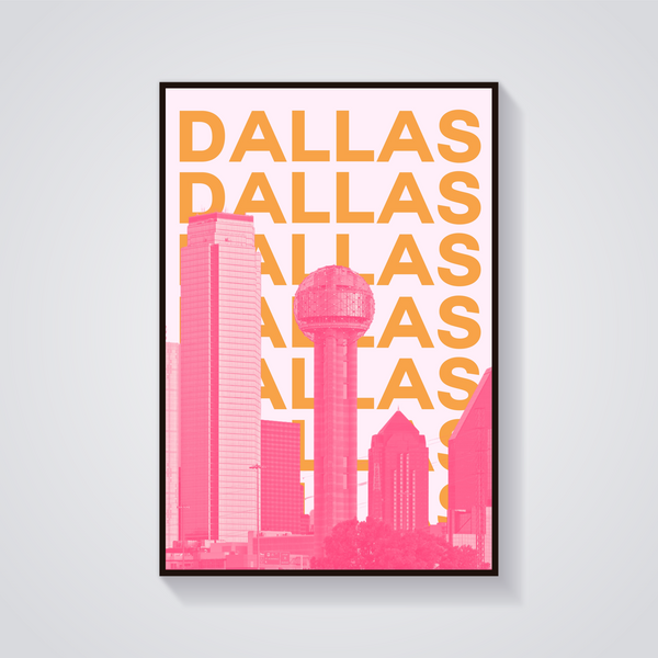 Preppy Dallas Skyline Aesthetic Poster — vista frontale