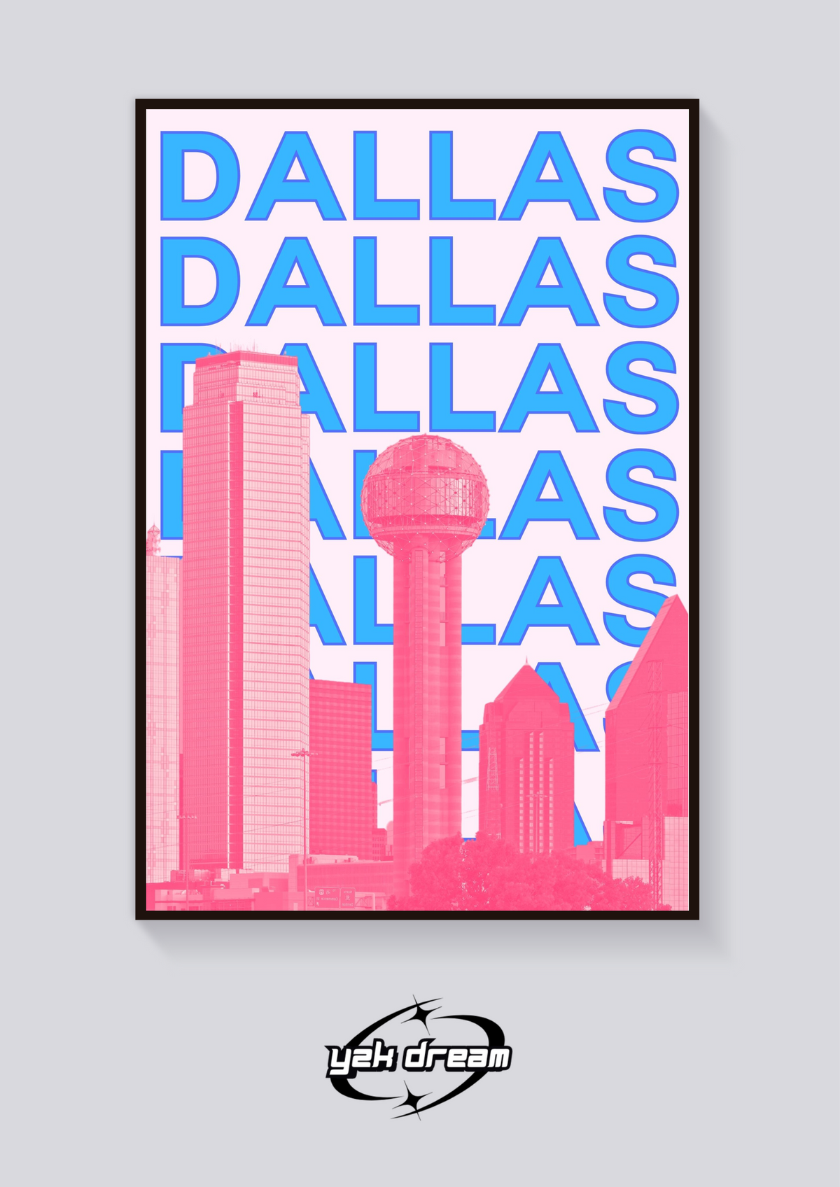 Preppy Dallas Skyline Poster — vista posteriore