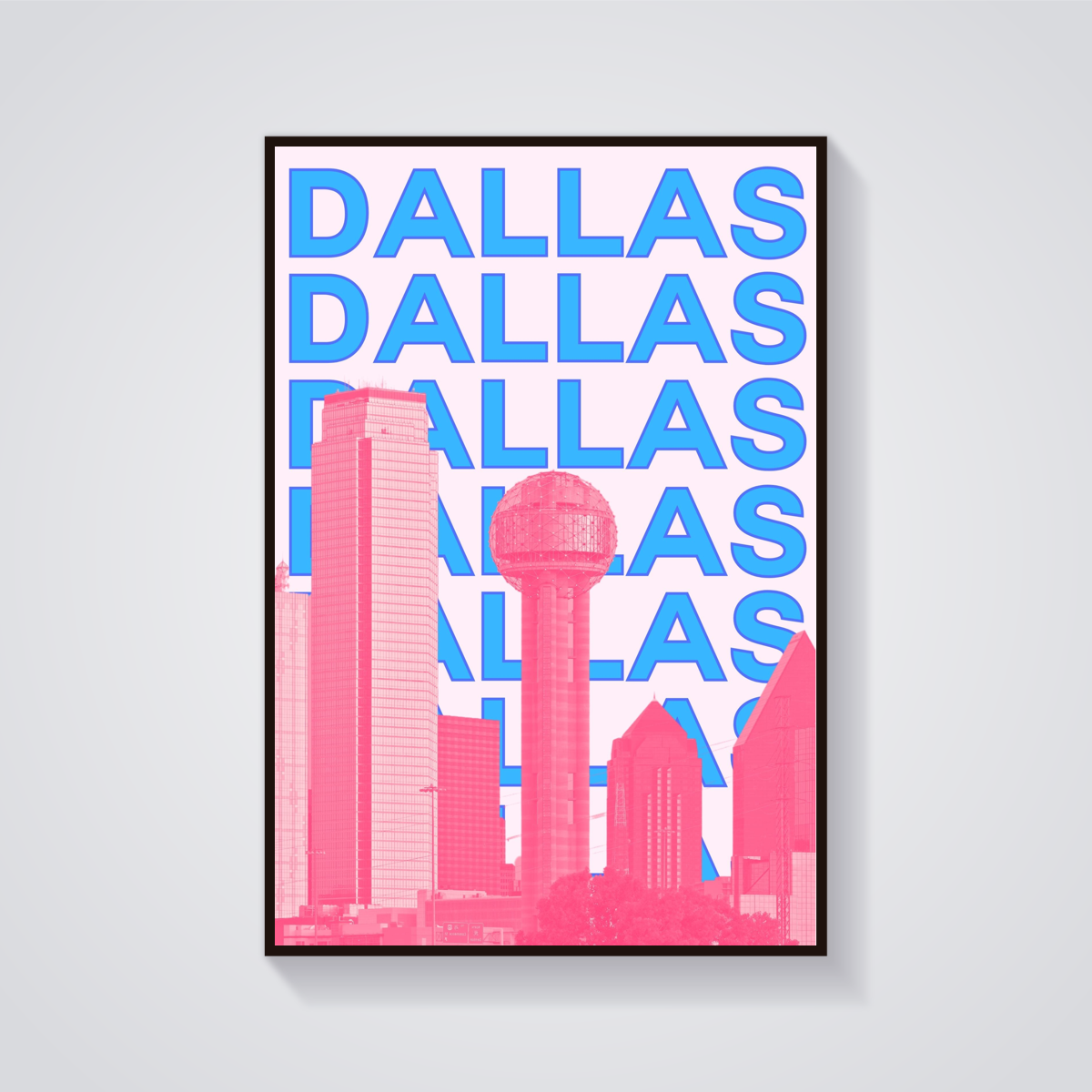 Preppy Dallas Skyline Poster — vista frontale