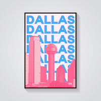 Preppy Dallas Skyline Poster — vista frontale