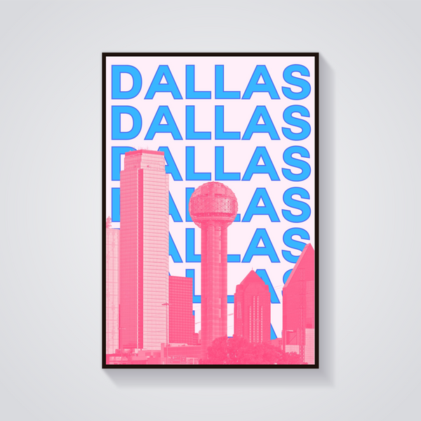 Preppy Dallas Skyline Poster — vista frontale