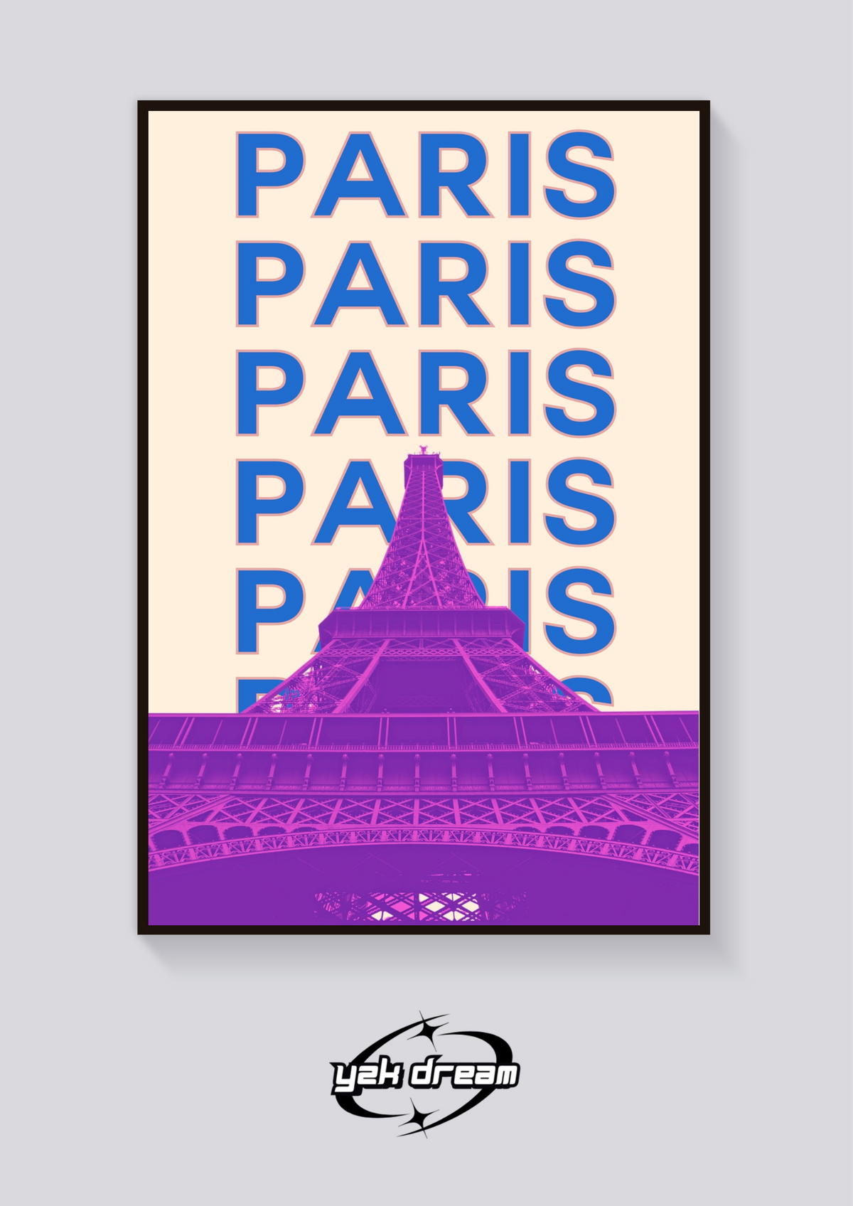 Preppy Eiffel Tower Paris Poster — vista posteriore