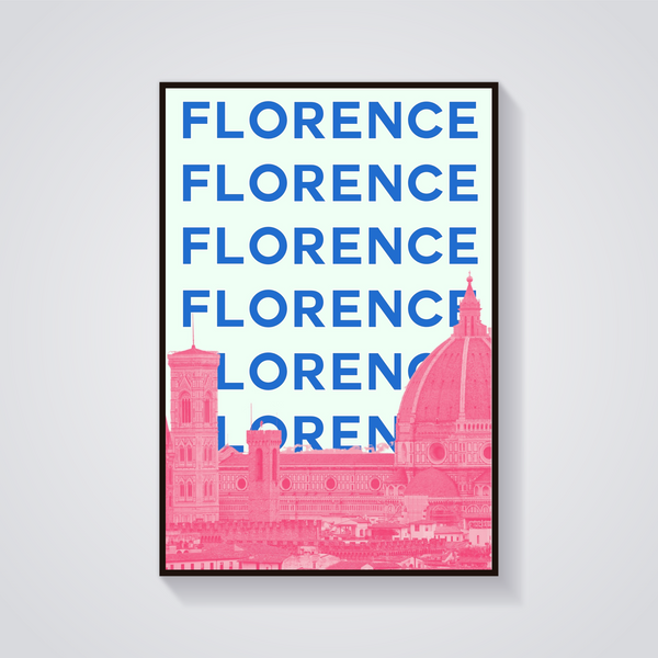 Preppy Florence Duomo Retro Poster — vista frontale