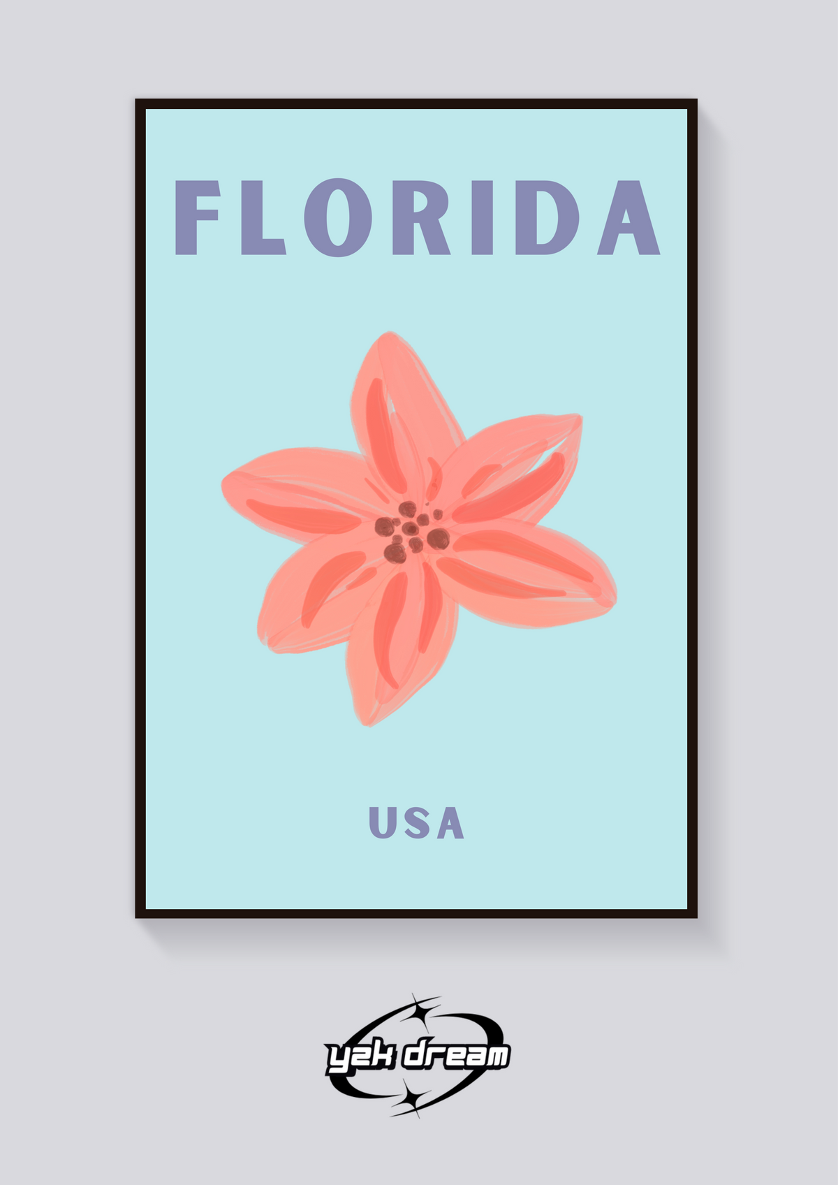 Preppy Florida Flower Aesthetic Poster — vista posteriore