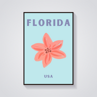 Preppy Florida Flower Aesthetic Poster — vista frontale