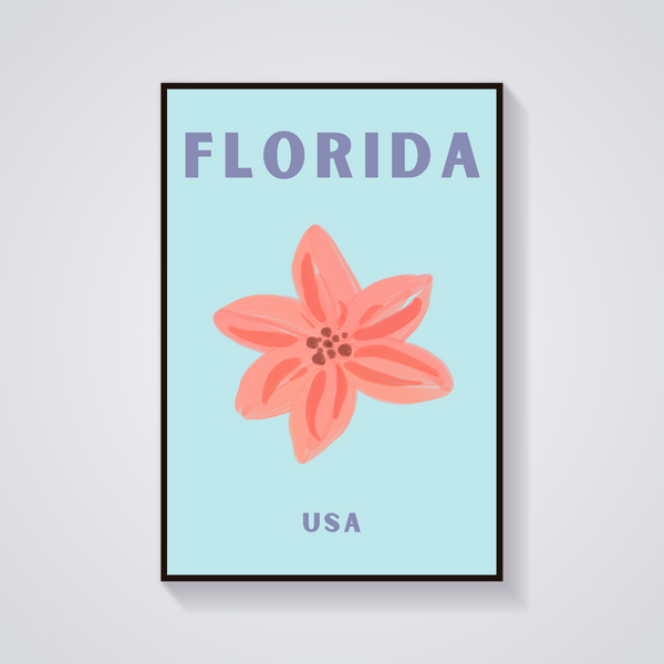 Preppy Florida Flower Aesthetic Poster — vista frontale
