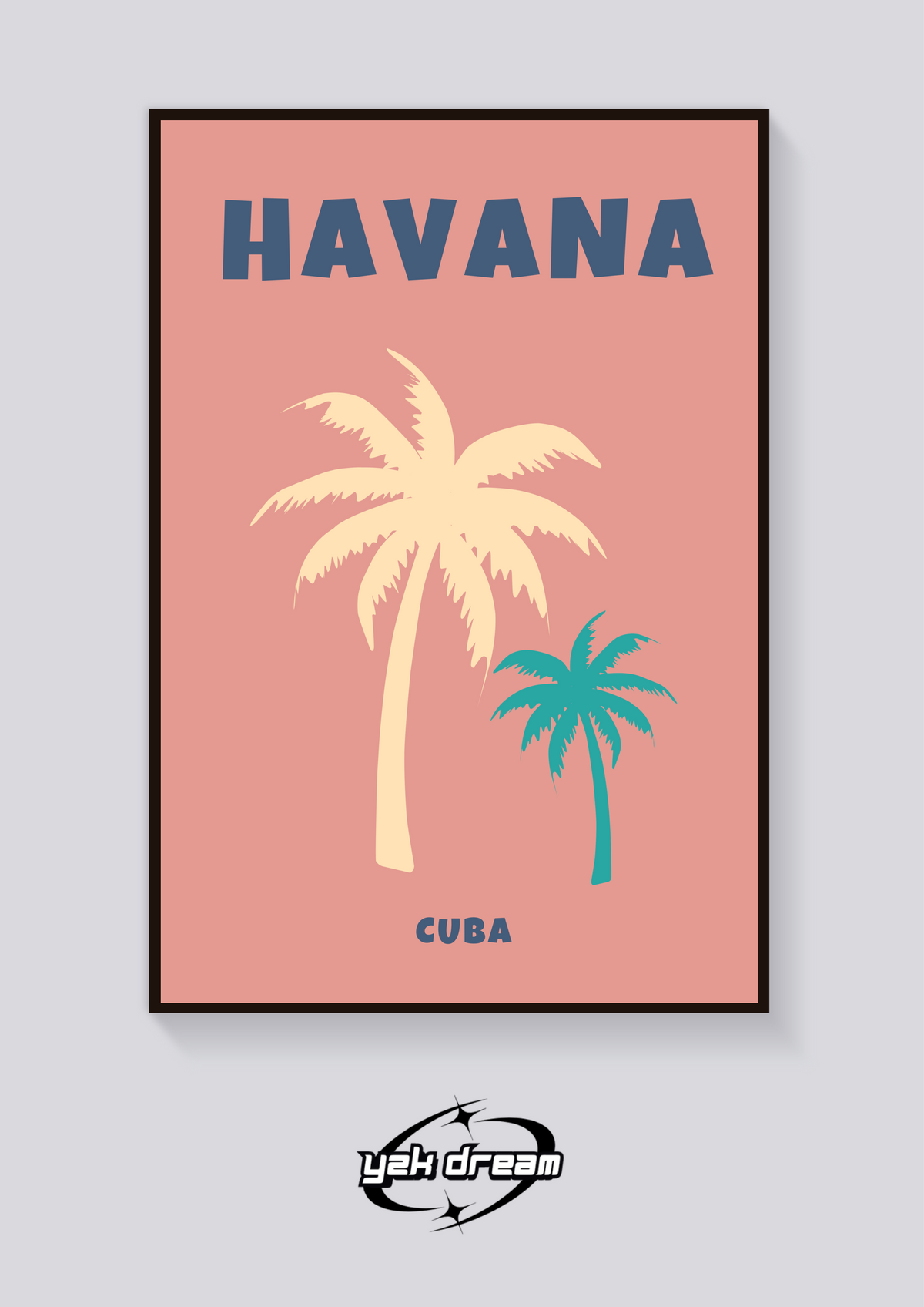 Preppy Havana Palm Trees Poster — vista posteriore