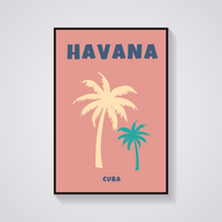 Preppy Havana Palm Trees Poster — vista frontale