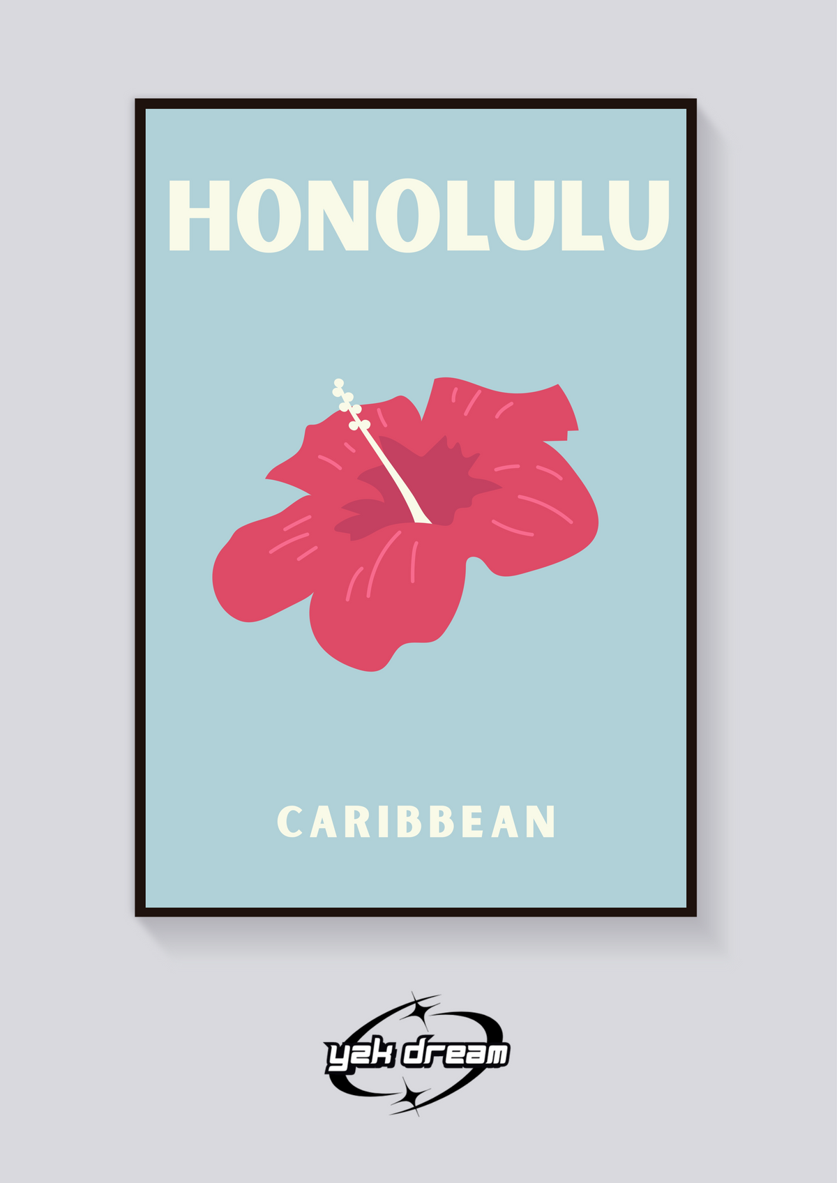 Preppy Honolulu Hibiscus Poster — vista posteriore