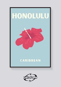 Preppy Honolulu Hibiscus Poster — vista posteriore