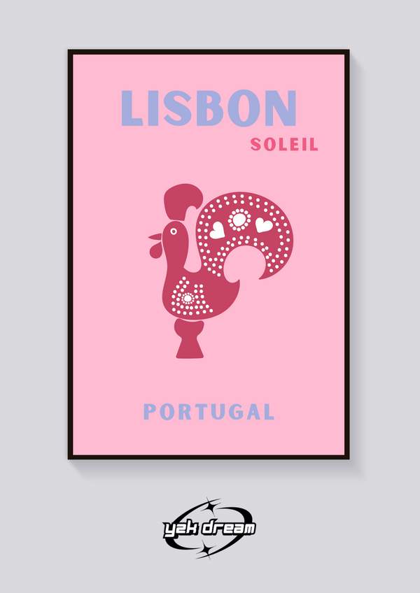Preppy Lisbon Rooster Portugal Poster