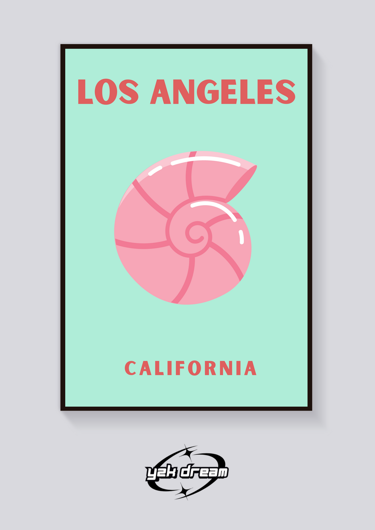 Preppy Los Angeles Seashell Poster — vista posteriore
